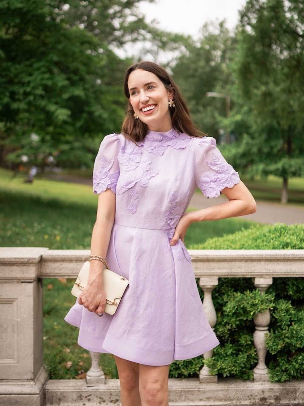 ANTONIO MELANI Lilac Puff-Sleeve Fit & Flare Mini Dress